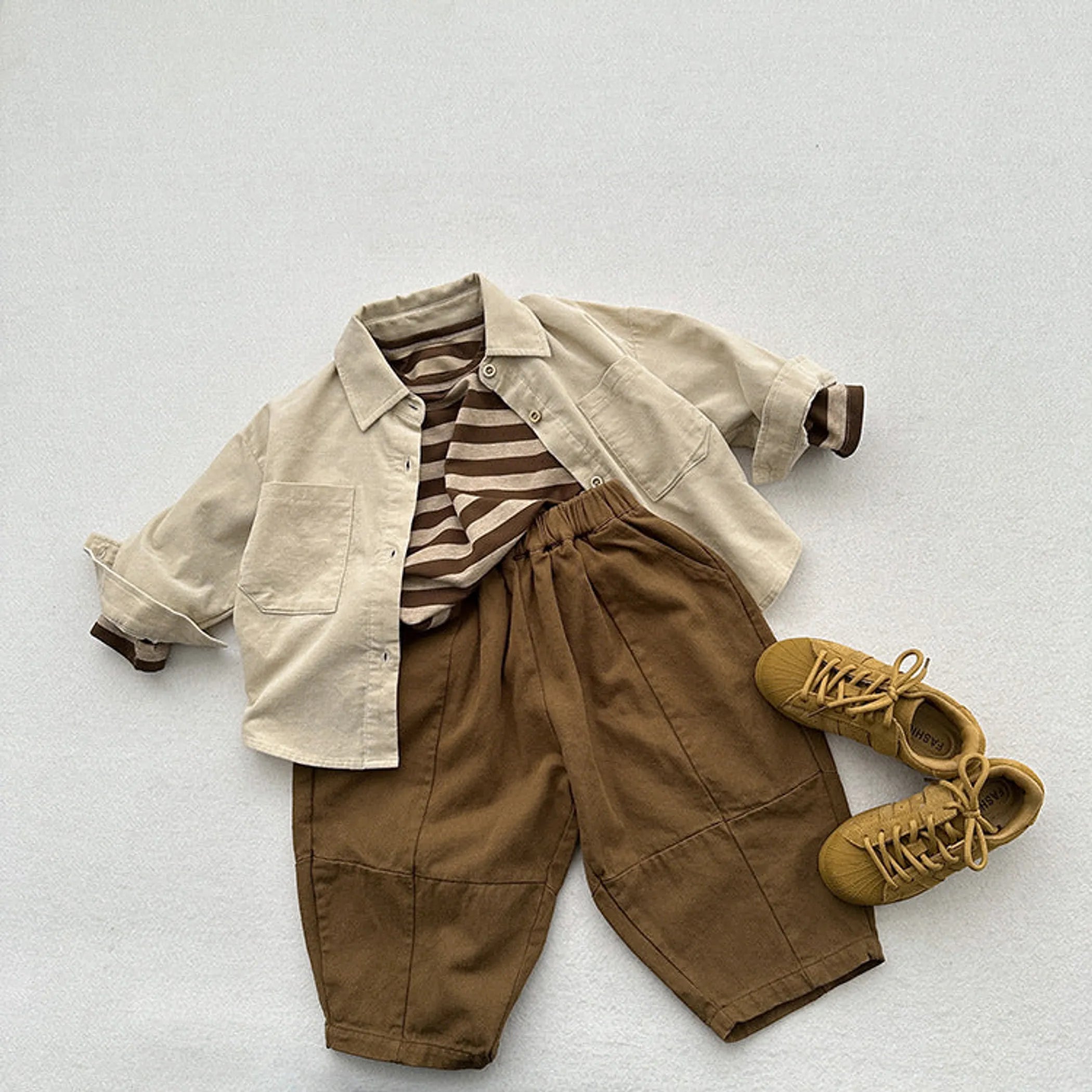 Spring New Children Korean Style Casual Trousers For Boys And Girls, Mountain Style Cross-Cut Seam Radish Pants