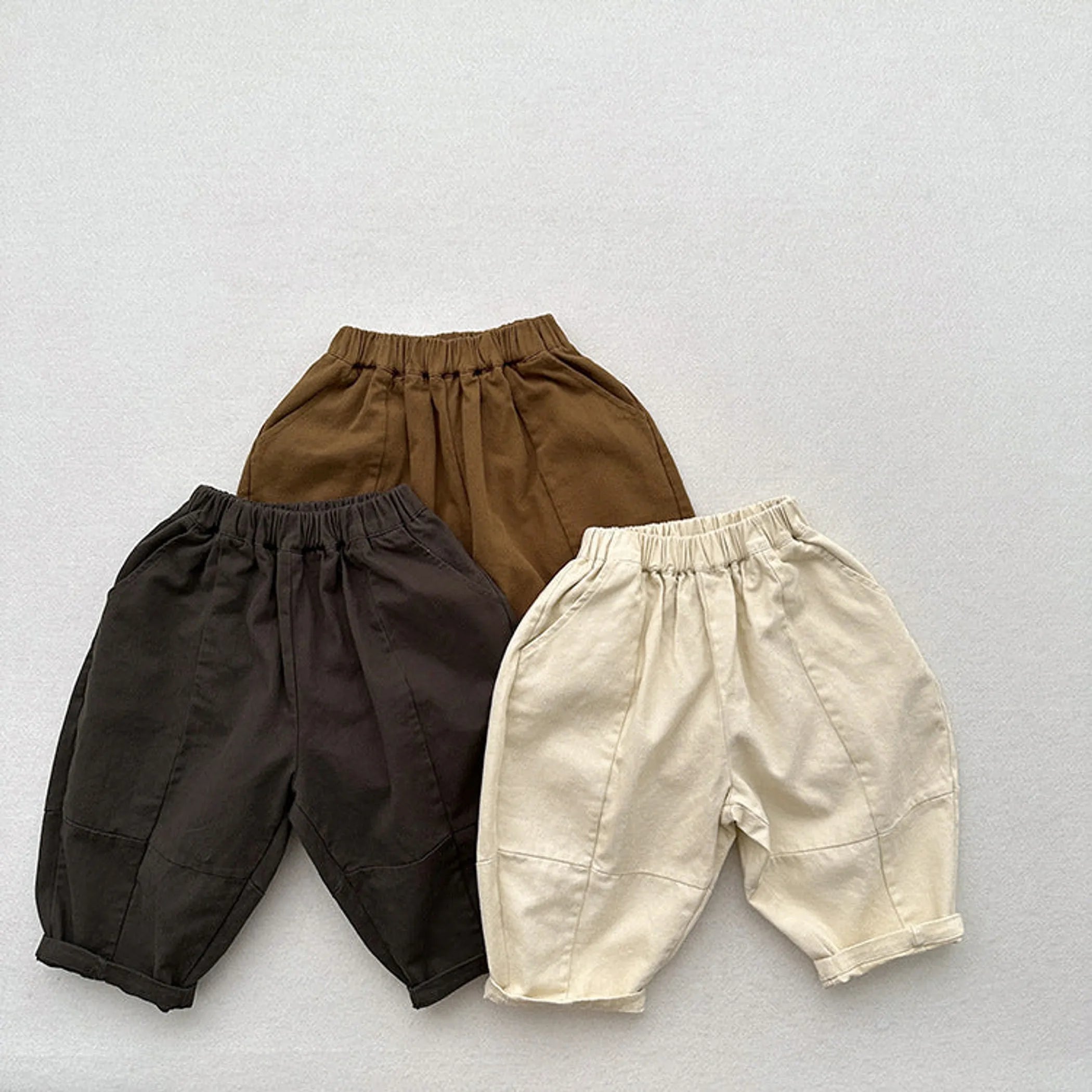 Spring New Children Korean Style Casual Trousers For Boys And Girls, Mountain Style Cross-Cut Seam Radish Pants