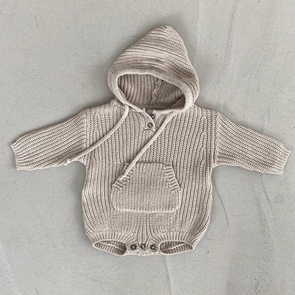 Baby Solid Color Knitted Hooded Triangle Onesies