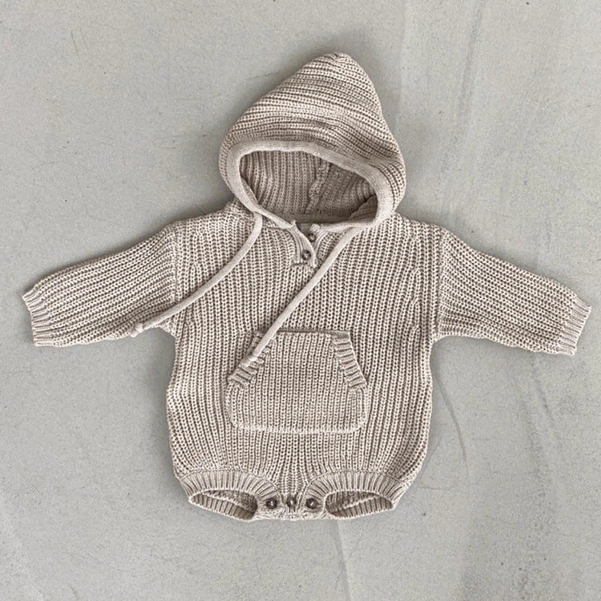 Baby Solid Color Knitted Hooded Triangle Onesies