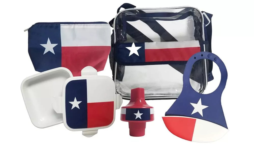 Refresh-A-Baby Feeding Essentials Kit Includes: Universal Bottle Top Adaptor Resealable Container Silicone Bib Clear Travel Bag (Texas)